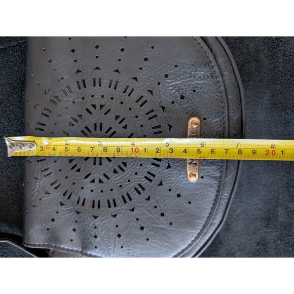 Vintage Y2K Mudd Crossbody Sunburst Perforated Purse 9" Faux Leather Boho Chic - Picture 11 of 13